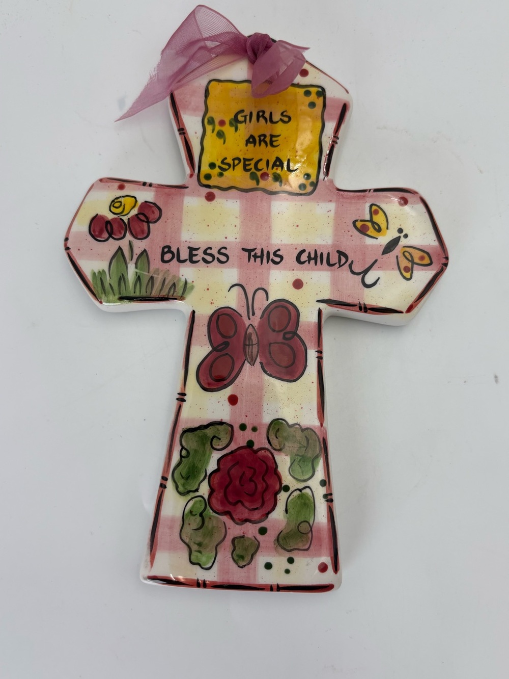 Sweet “Girls Are Special”  Sentiment Cross with “Bless This Child” - Picture 2 of 8